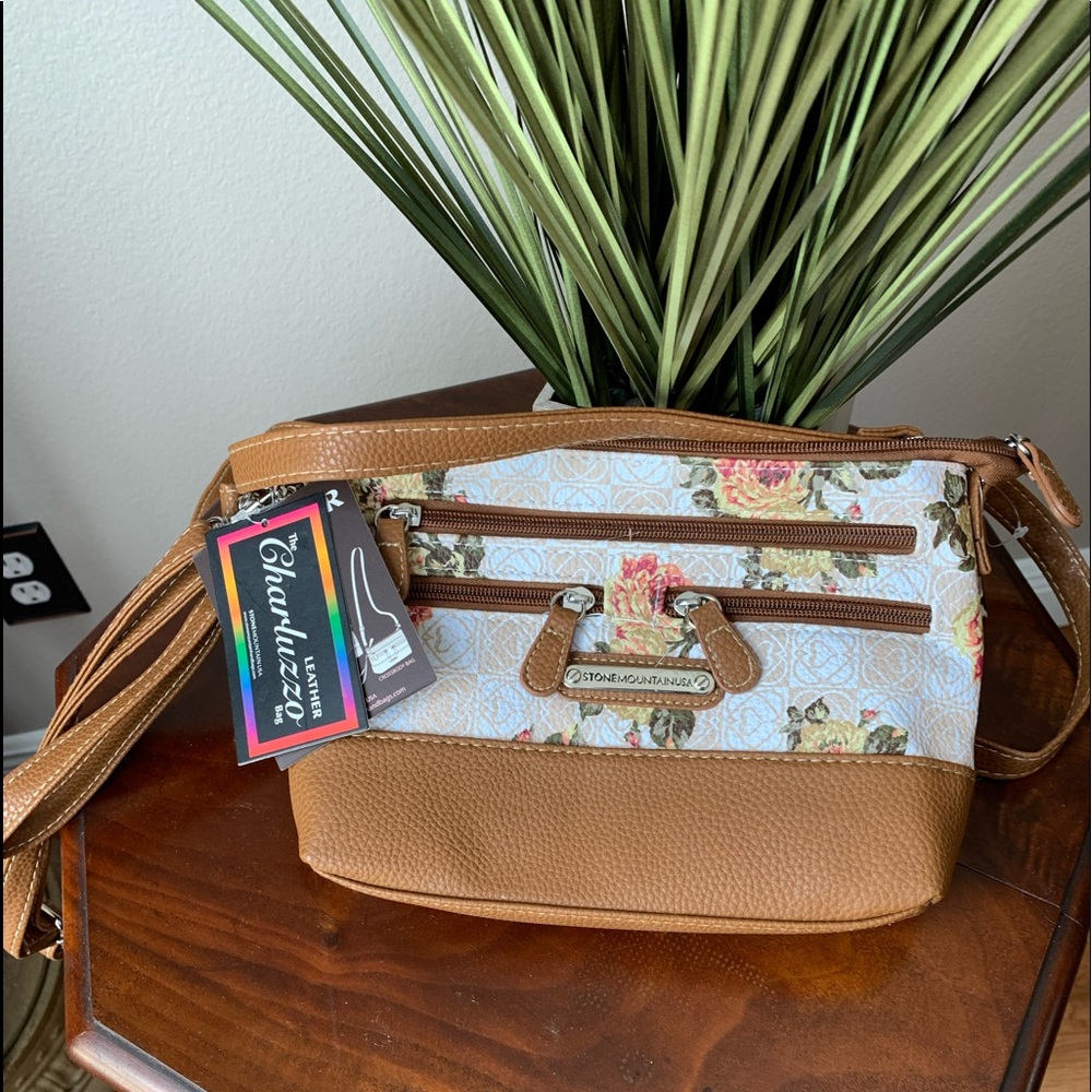 Stone mountain 4 bagger brown floral purse clutch